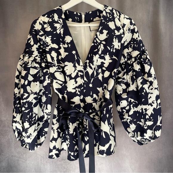 INTERMIX Tops - Alexis Sienna Floral Belted Peplum Blouse